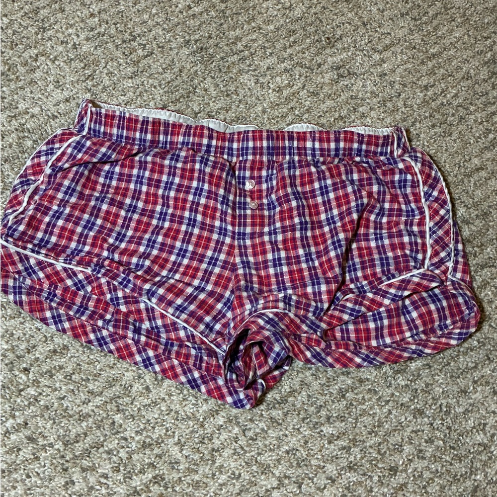 Vintage Victoria's Secret Pink and Blue Cropped Plaid Shorts
